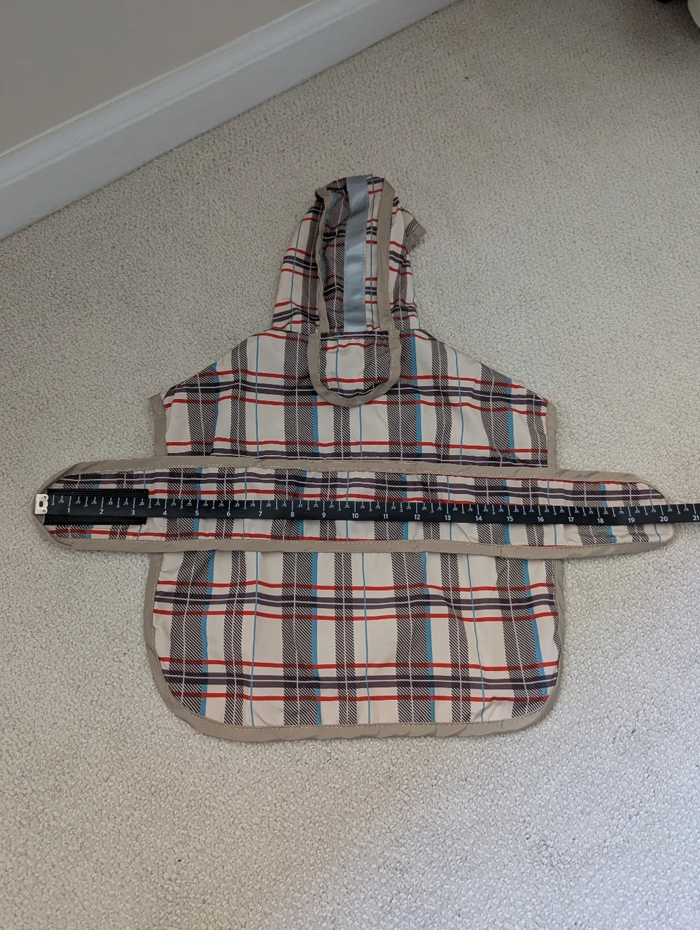Plaid Velcro Rain Coat with Reflective Accents For Small Dog